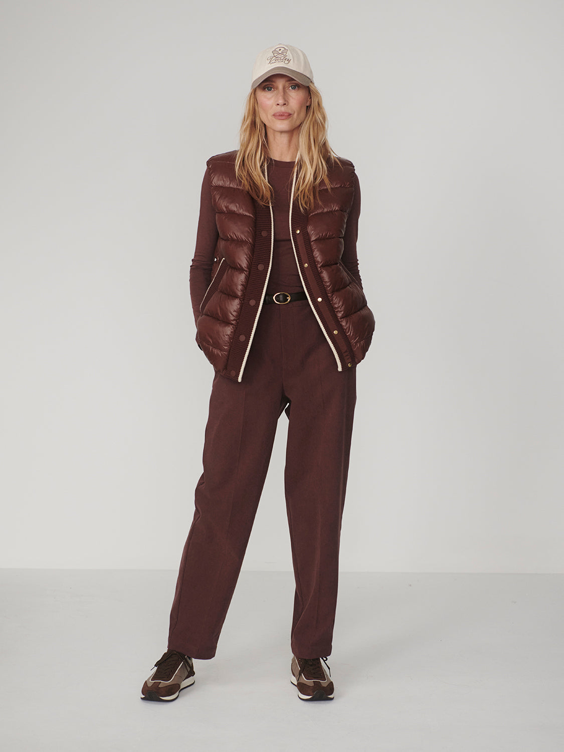 Varley Colwyn Short Boxy Gilet, Brown Stone