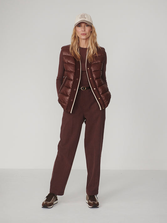 Varley Colwyn Short Boxy Gilet, Brown Stone