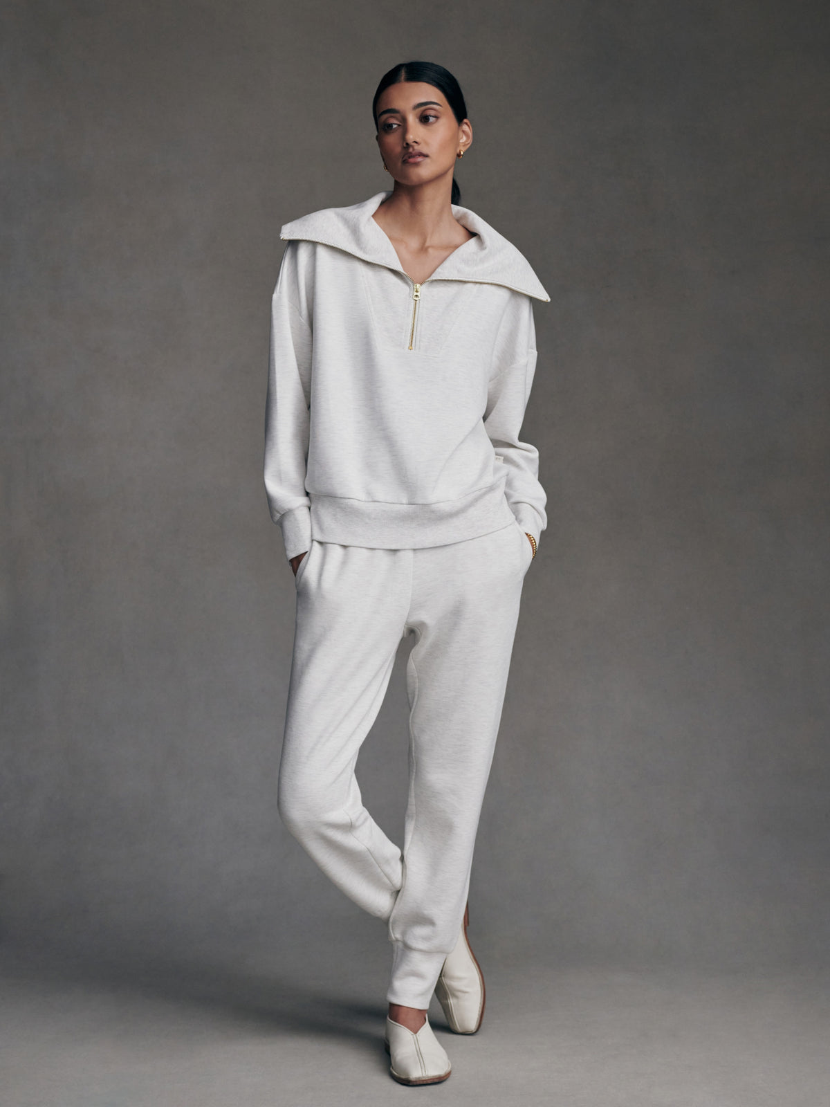 Varley Slim Cuff Pant 25, Ivory Marl