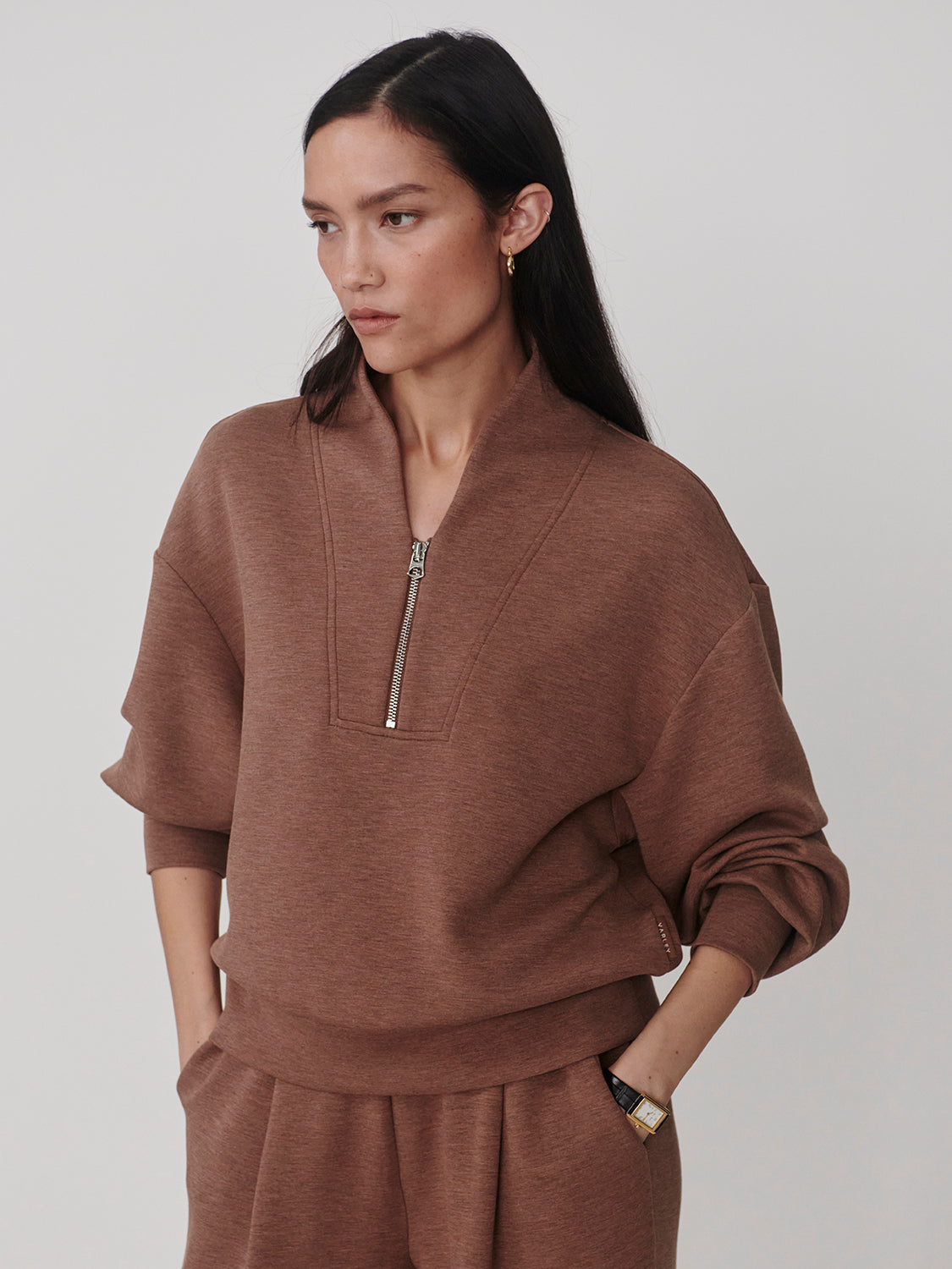 Varley Davidson Sweat Top, Golden Bronze Marl