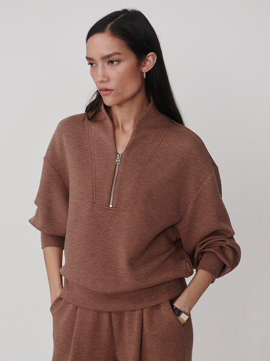 Varley Davidson Sweat Top, Golden Bronze Marl