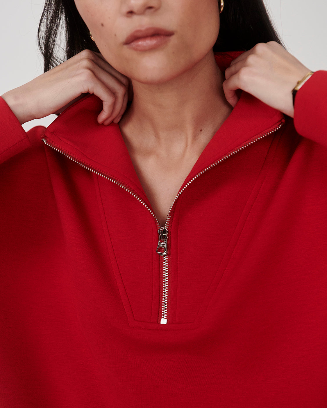 Varley Hawley Half Zip Sweat, Red Marl