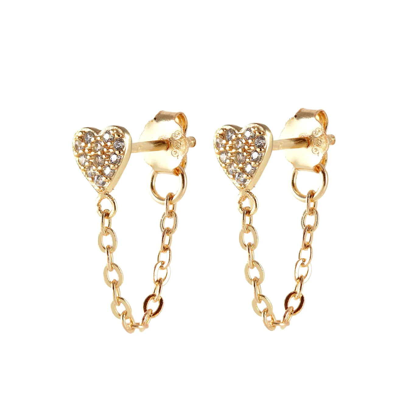 Kris Nations Heart Crystal Chain Stud Earrings