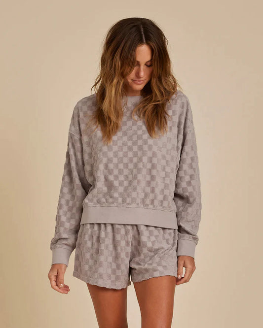 Rylee + Cru Boxy Pullover, Cloud Check