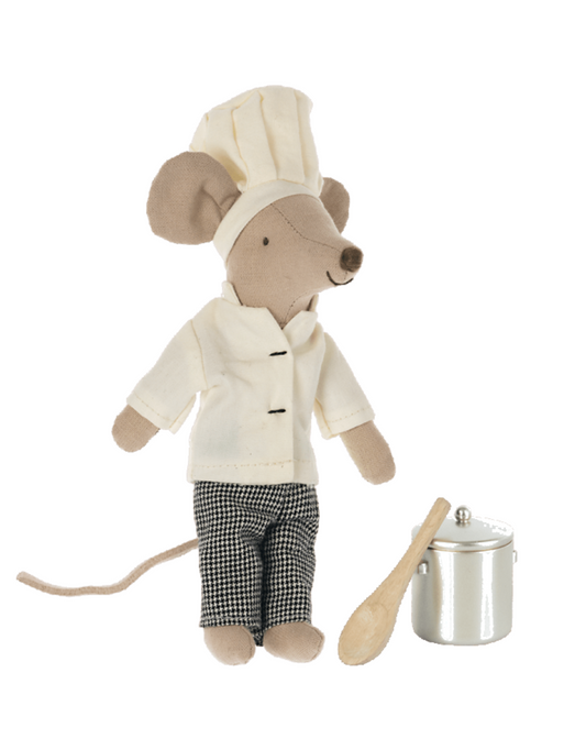 Maileg Chef Mouse w Soup Pot & Spoon